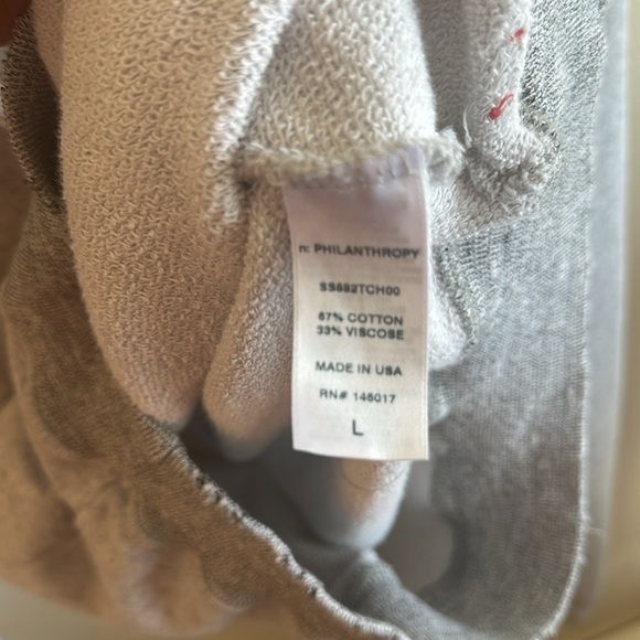 n : PHILANTHROPY Distressed Hoodie Size Large Gray Kangaroo Pocket - Picture 10 of 16